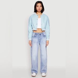 Daisy Faux Leather Varsity Bomber Jacket